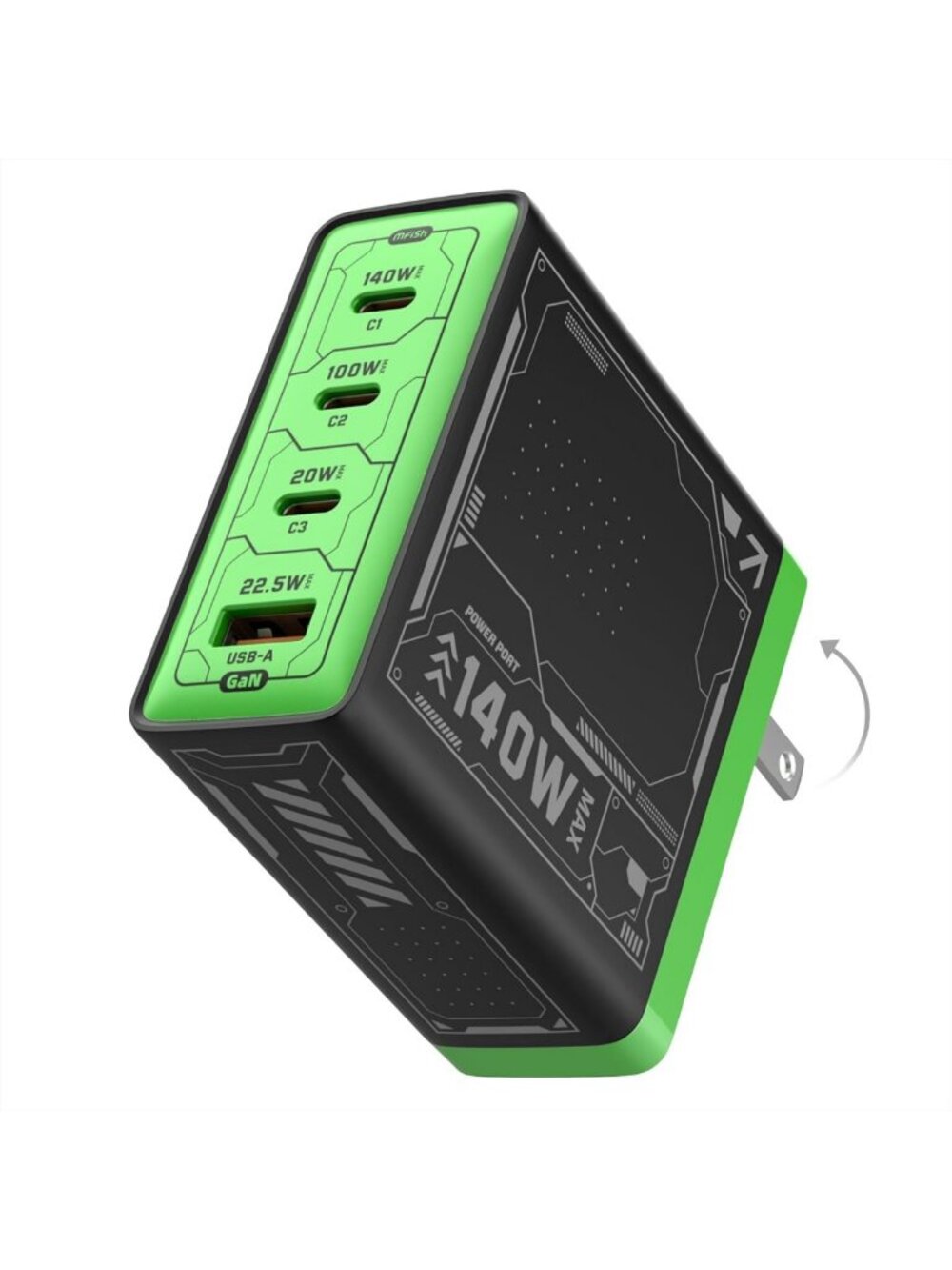 140W USB C Power Adapter, 4-Port PD 3.1 GaN Fast Charger for Laptops & Devices